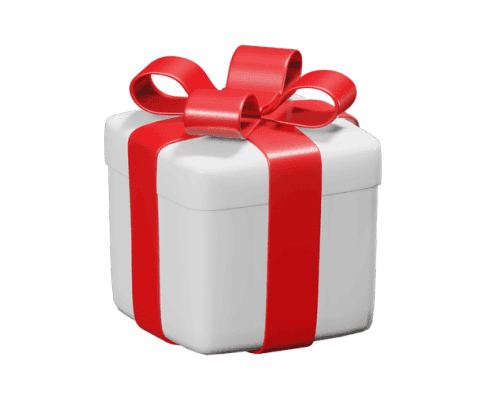 caixa de presente branca fechada com laço vermelho